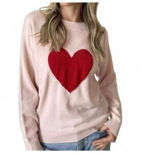 NEW SIX/FIFTY i love u sweetheart sweater in pink